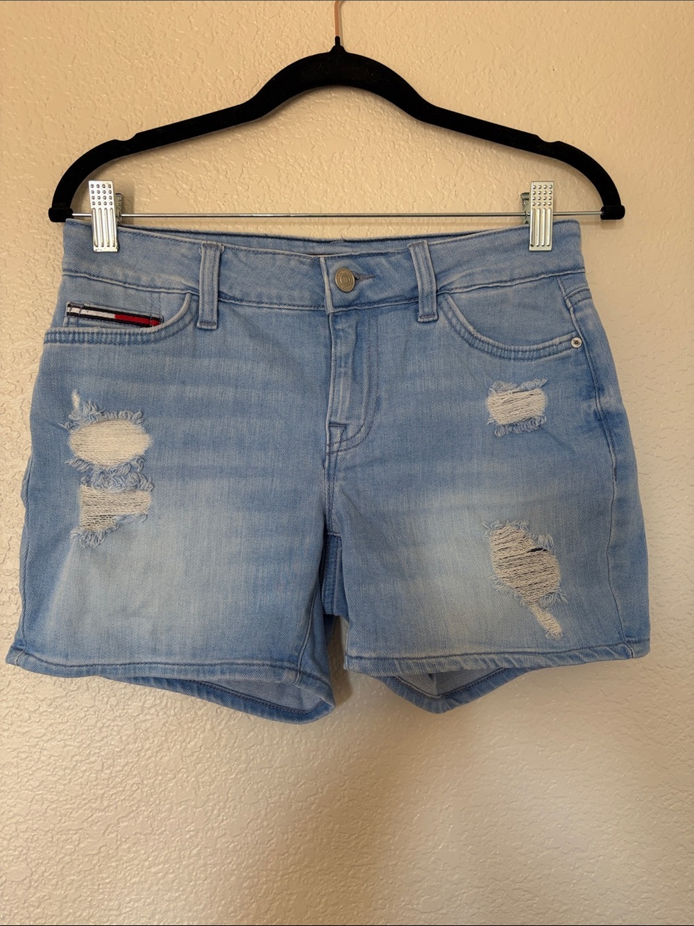 Tommy Hilfiger Light Blue Distressed Jean Shorts